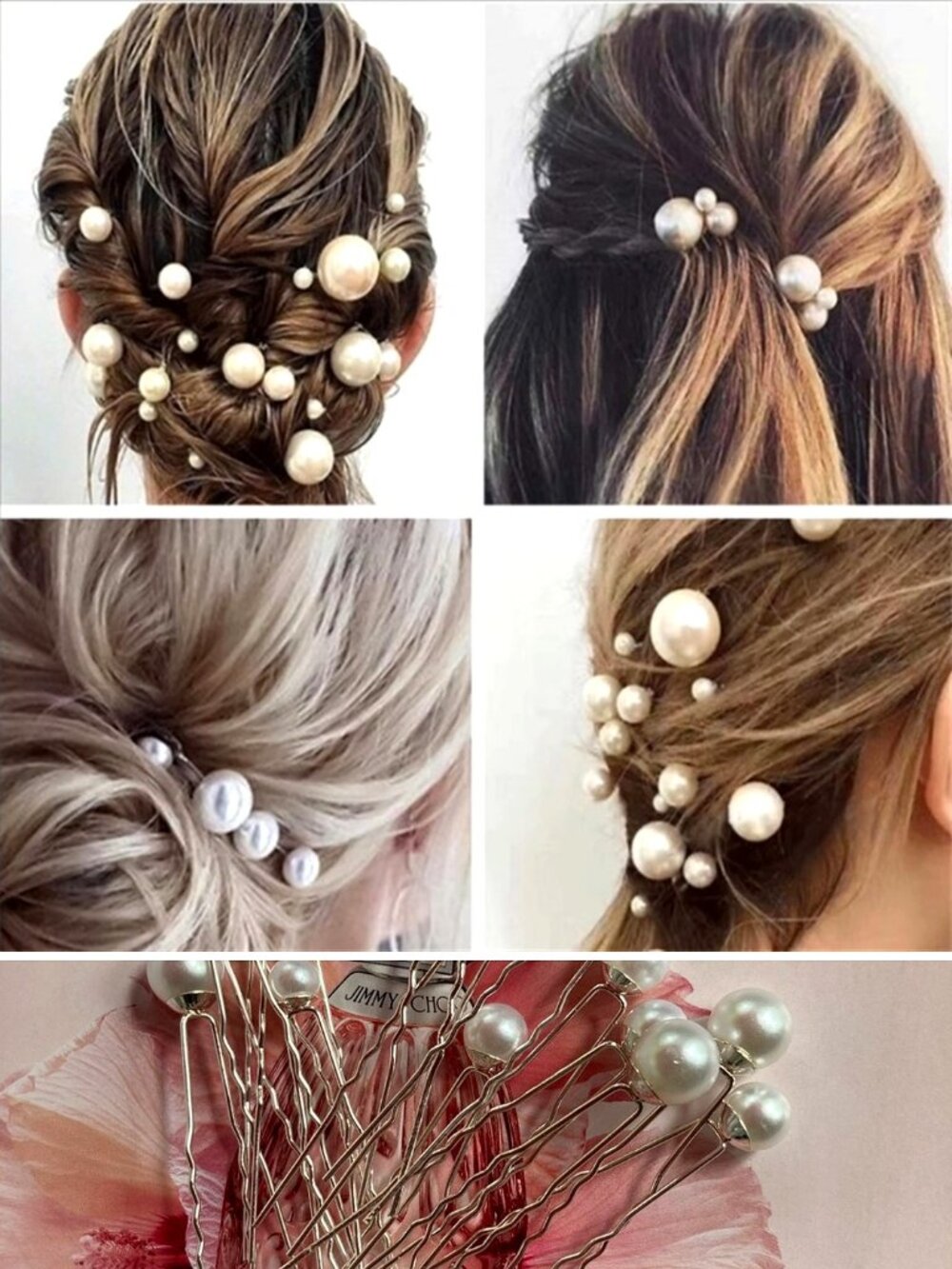 Set of 18 Faux Pearl Hair Pins, Mixed Sizes, Bridal Wedding Updo Bobby Pins NWT - Picture 2 of 5